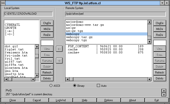 FTP en consola gráfica